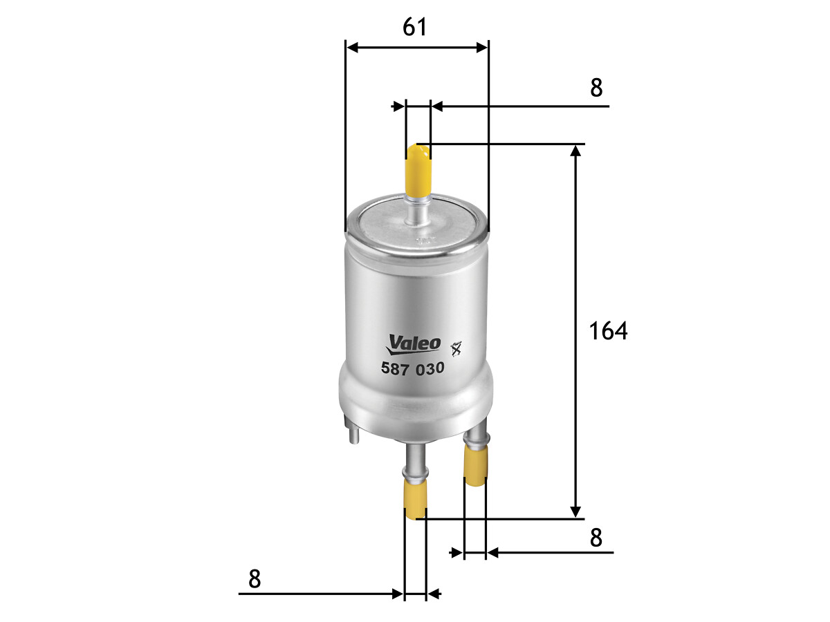 VALEO Brændstof-filter 587030 Lednings 164mm for VW