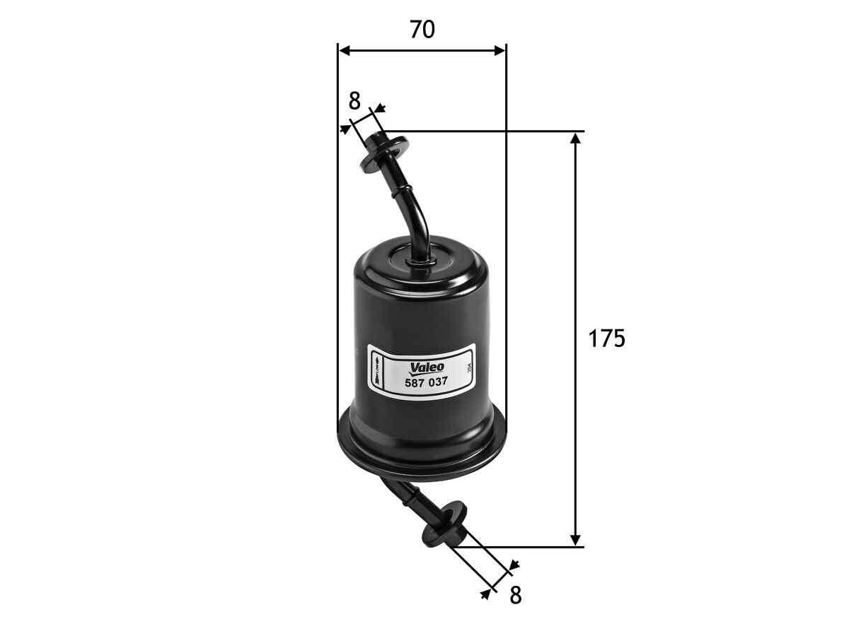 VALEO Brændstof-filter 587037 Lednings 175mm for MAZDA KIA AMC
