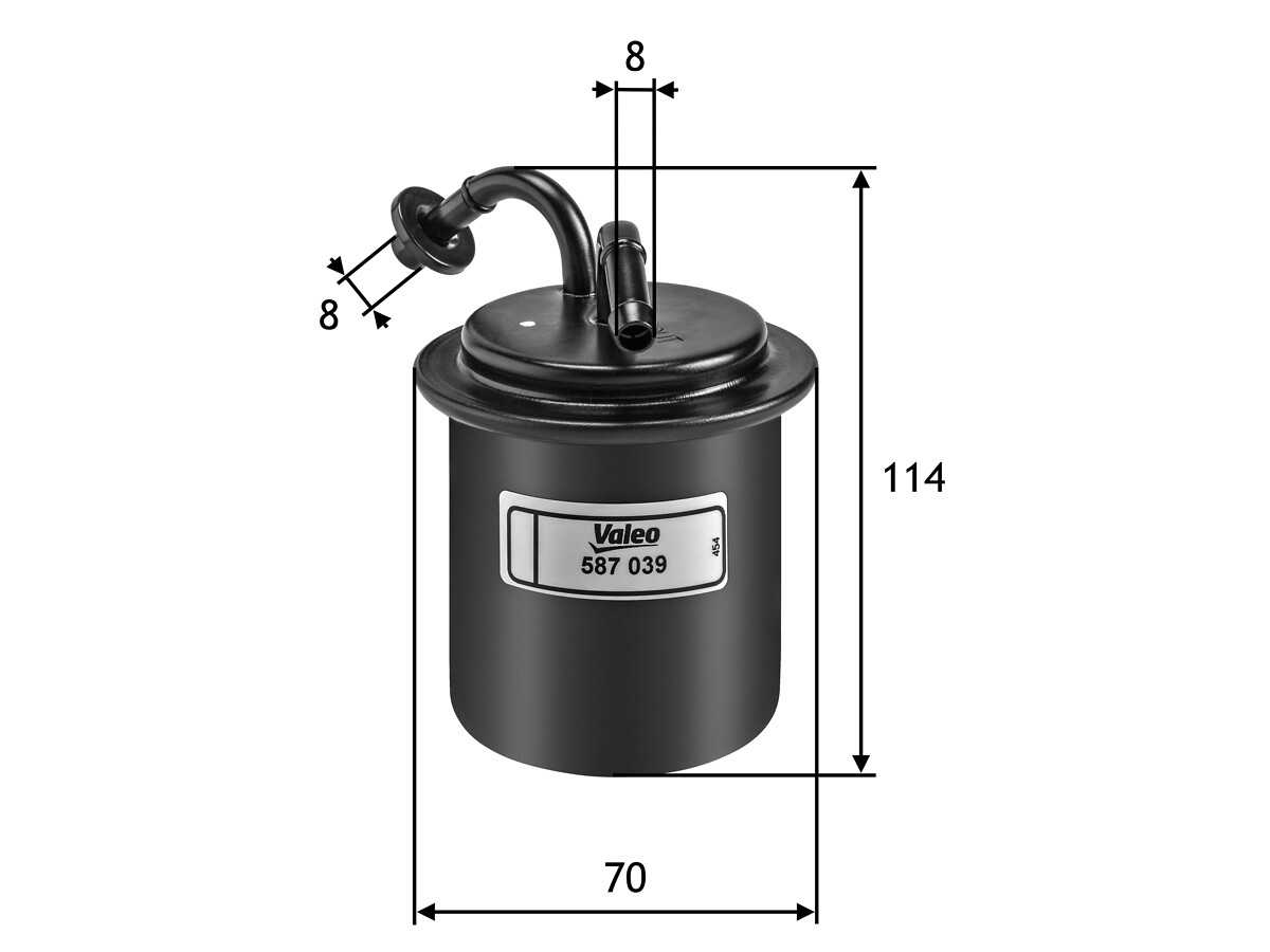 VALEO Brændstof-filter 587039 Lednings 114mm for BMW VAUXHALL SUBARU AC SOLO AMC