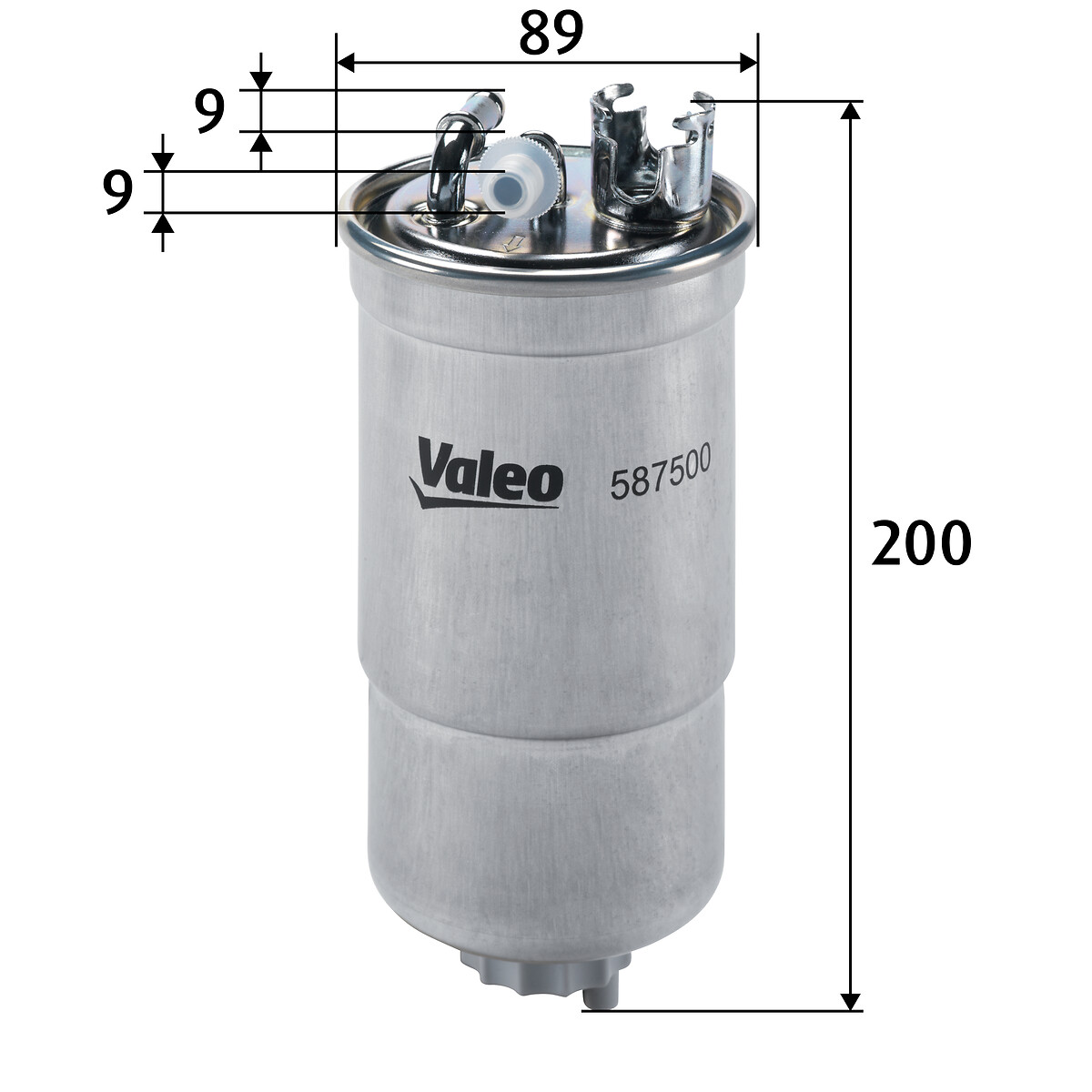 VALEO Brændstof-filter 587500 Lednings 200mm for FIAT VW