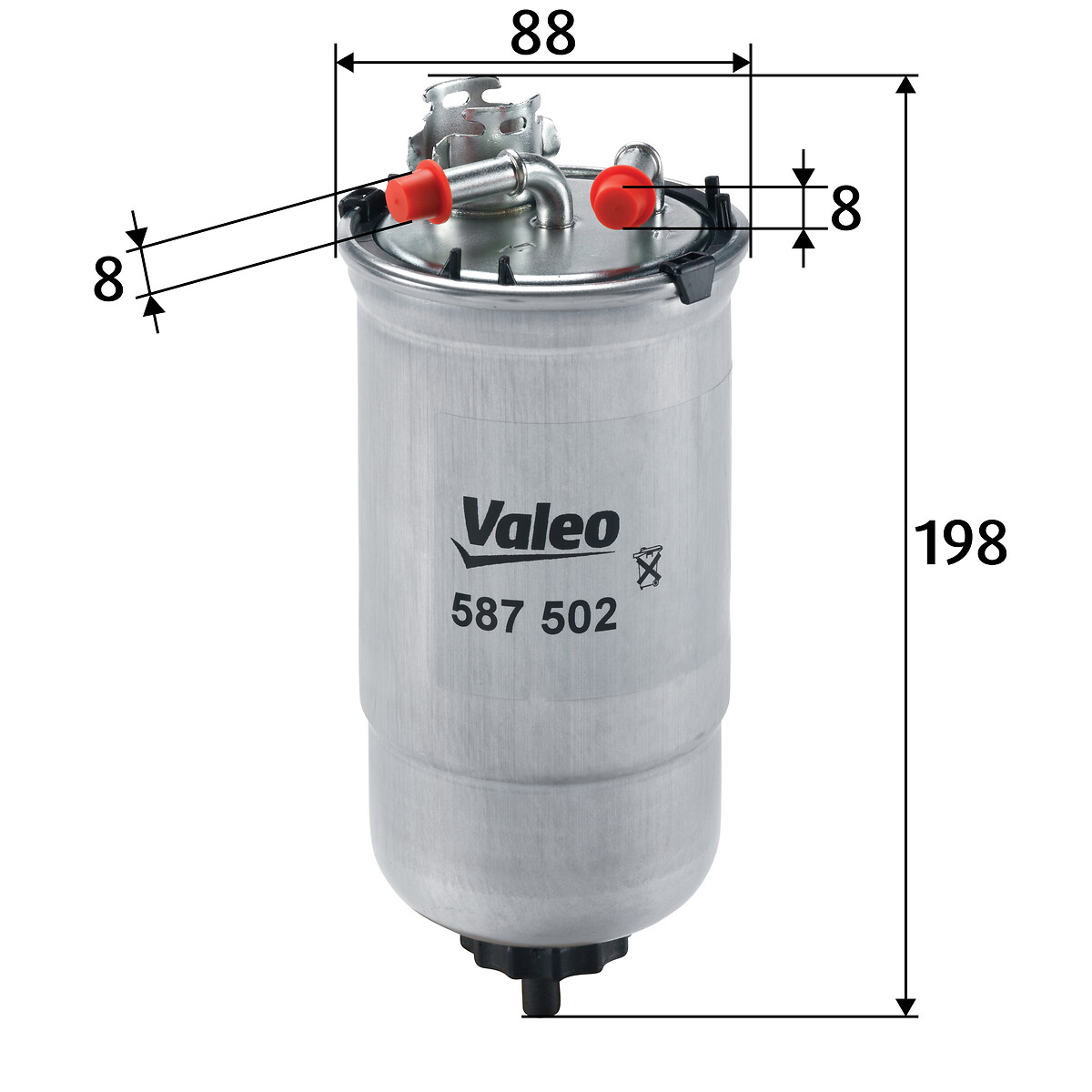 VALEO Brændstof-filter 587502 Lednings 195mm for VW