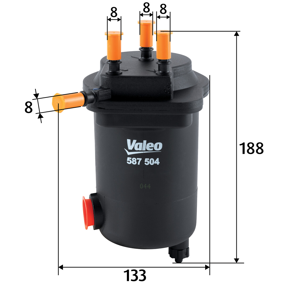 VALEO Brændstof-filter 587504 med tilslutning til vandsensor weight_kg_212|Vægt [kg]|0,343 187mm for RENAULT
