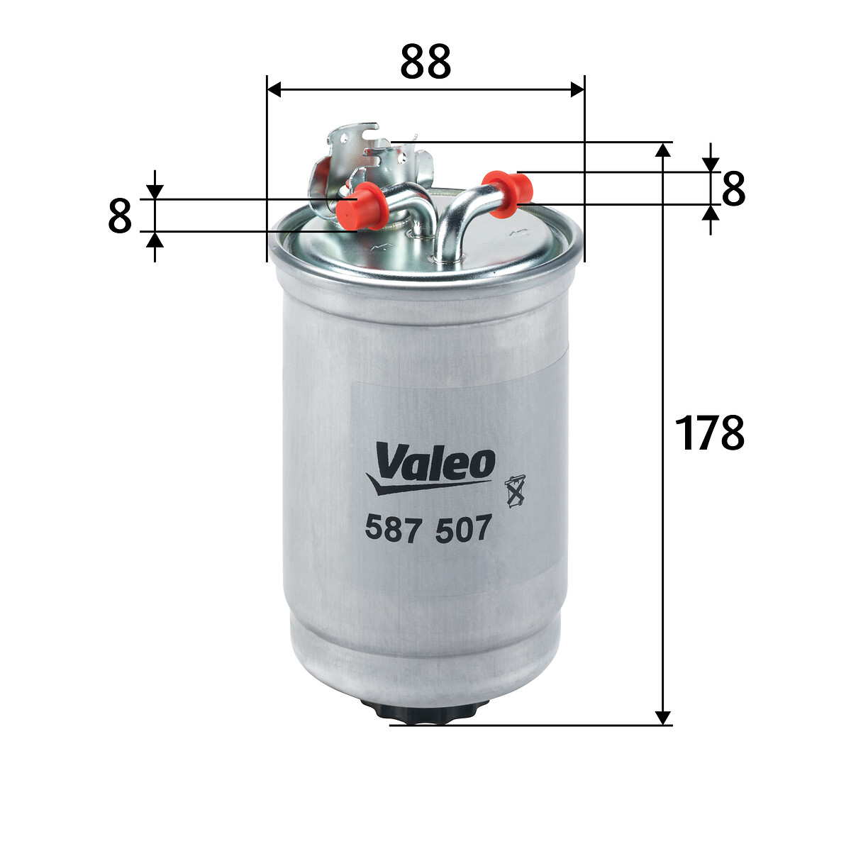 VALEO Brændstof-filter 587507 Lednings 178mm for FORD VW SEAT