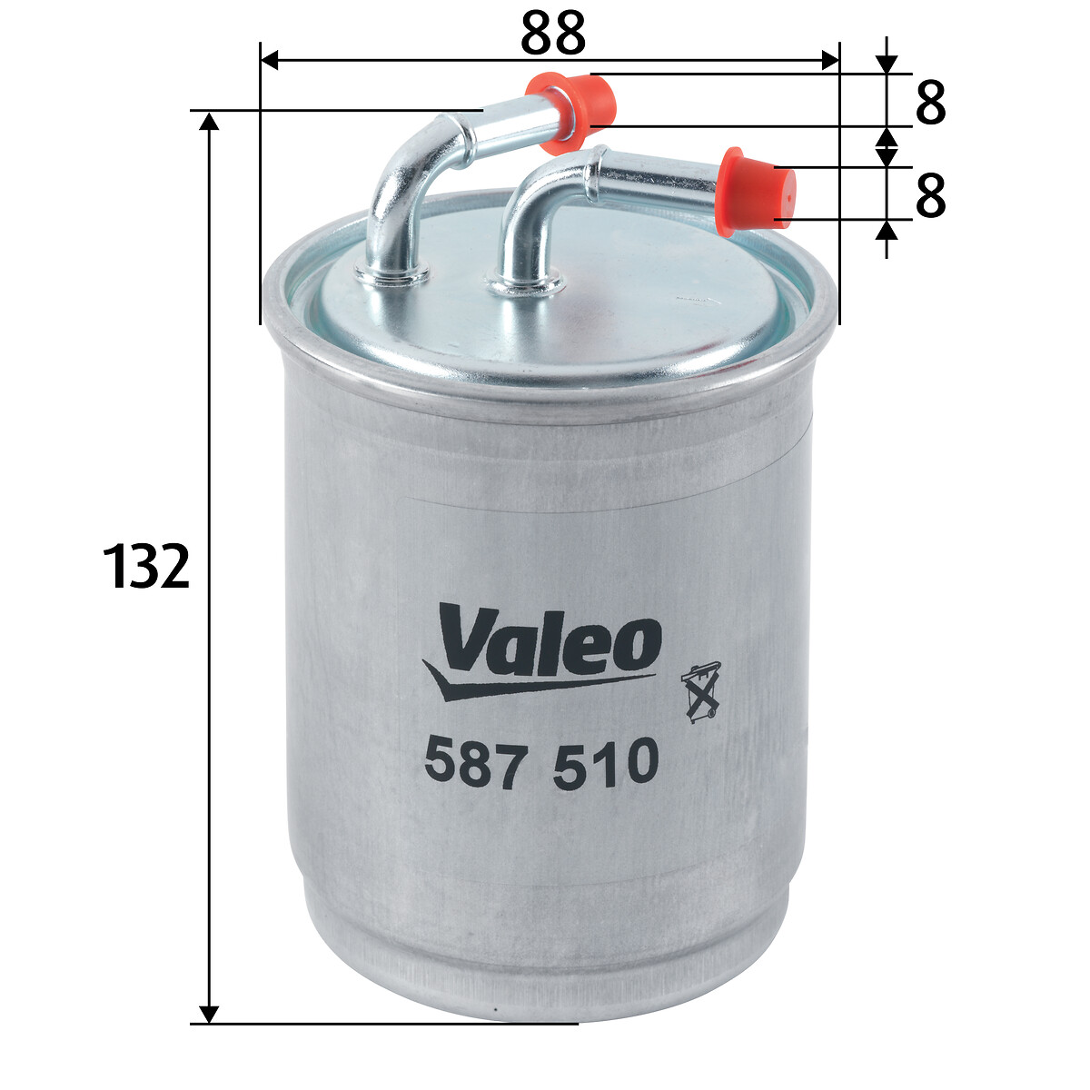 VALEO Brændstof-filter 587510 Lednings 132mm for VW