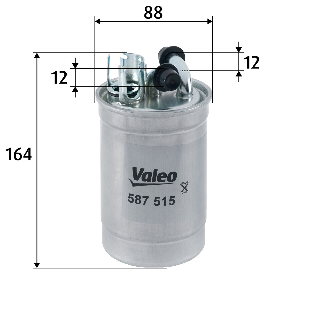 VALEO Brændstof-filter 587515 Lednings 164mm for SKODA VW
