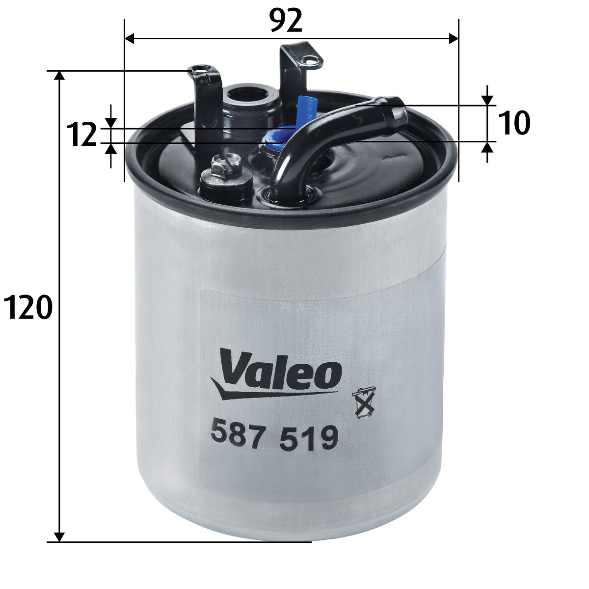 VALEO Brændstof-filter 587519 Lednings 120mm for MERCEDES-BENZ