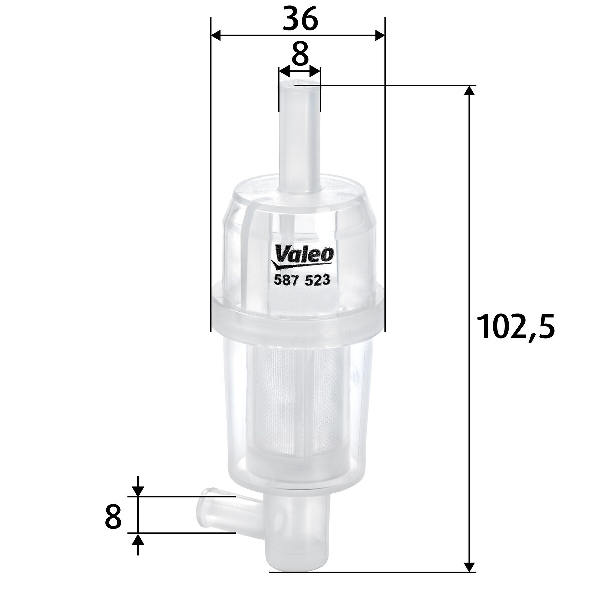 VALEO Brændstof-filter 587523 Lednings 103mm for FORD MERCEDES-BENZ