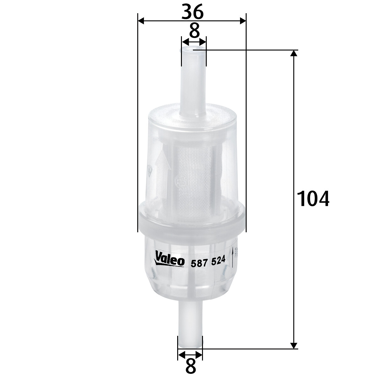 VALEO Brændstof-filter 587524 Lednings 104mm for DAF MERCEDES-BENZ