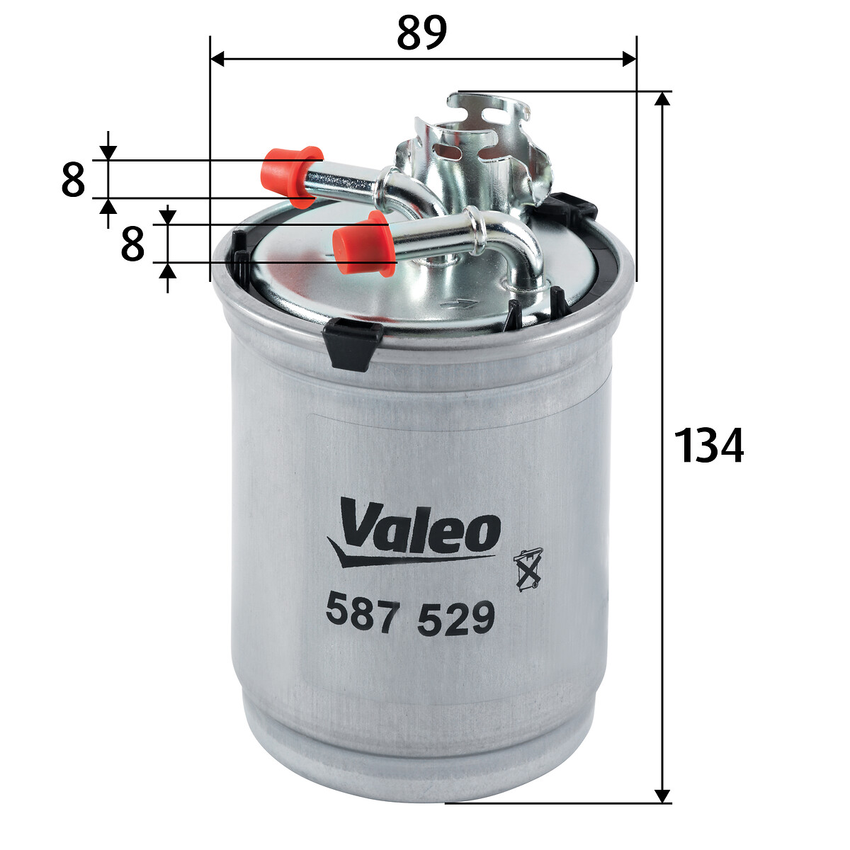 VALEO Brændstof-filter 587529 Lednings 134mm for VW
