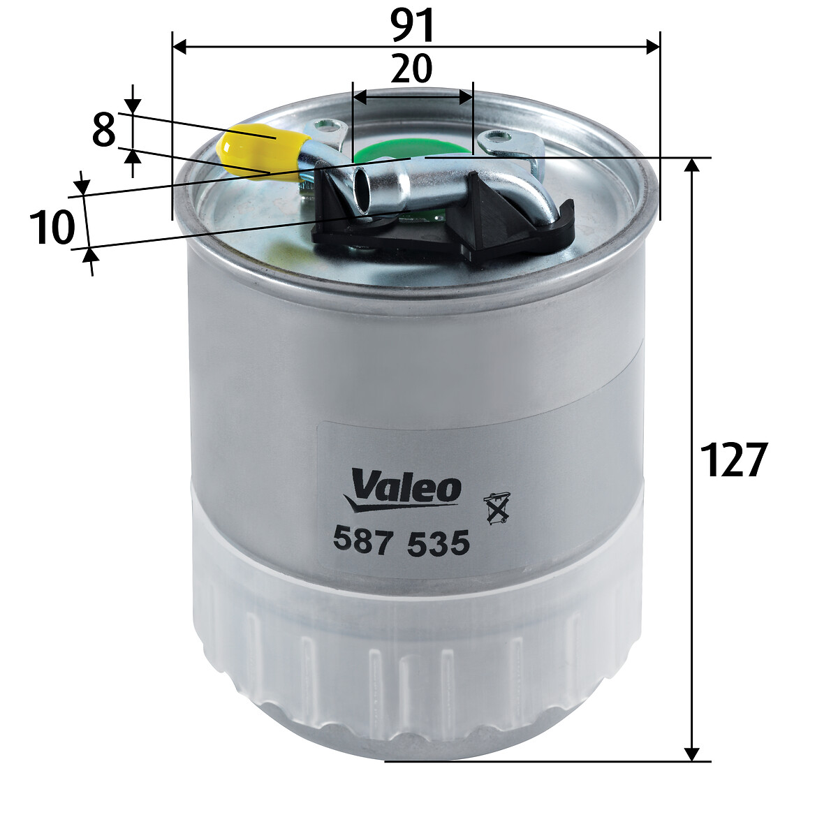 VALEO Brændstof-filter 587535 Lednings 127mm for MERCEDES-BENZ SMART JEEP