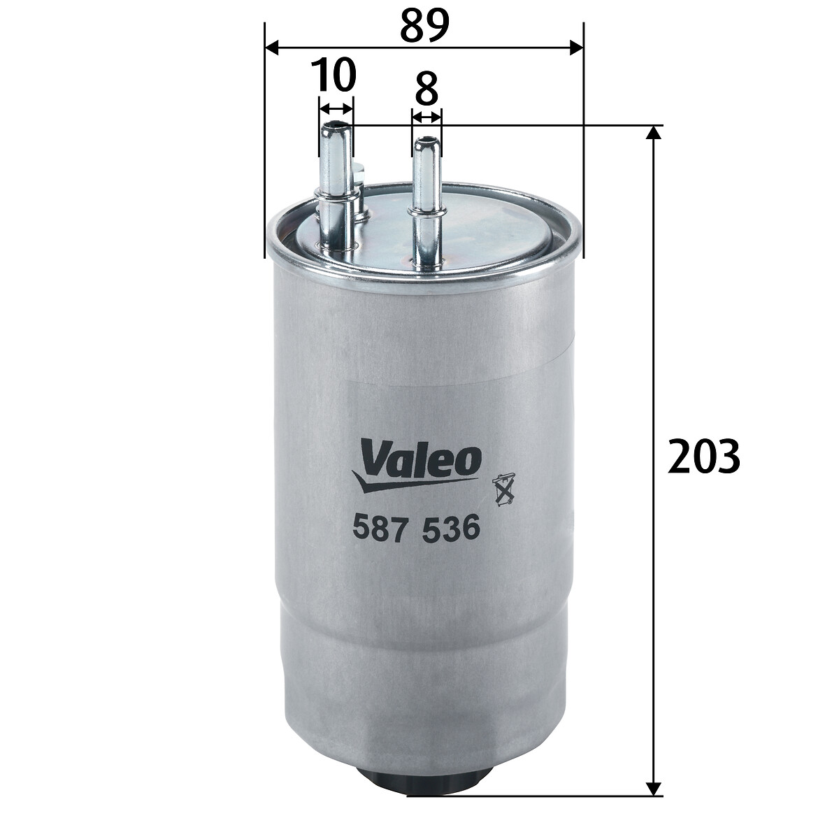 VALEO Brændstof-filter 587536 Lednings 203mm for OPEL FORD LANCIA FIAT VAUXHALL PEUGEOT