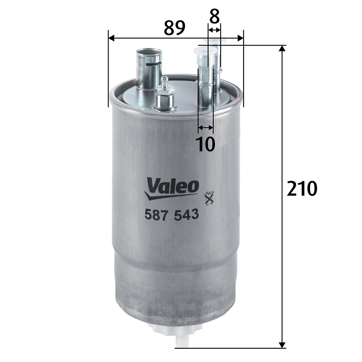 VALEO Brændstof-filter 587543 Lednings 210mm for FORD FIAT