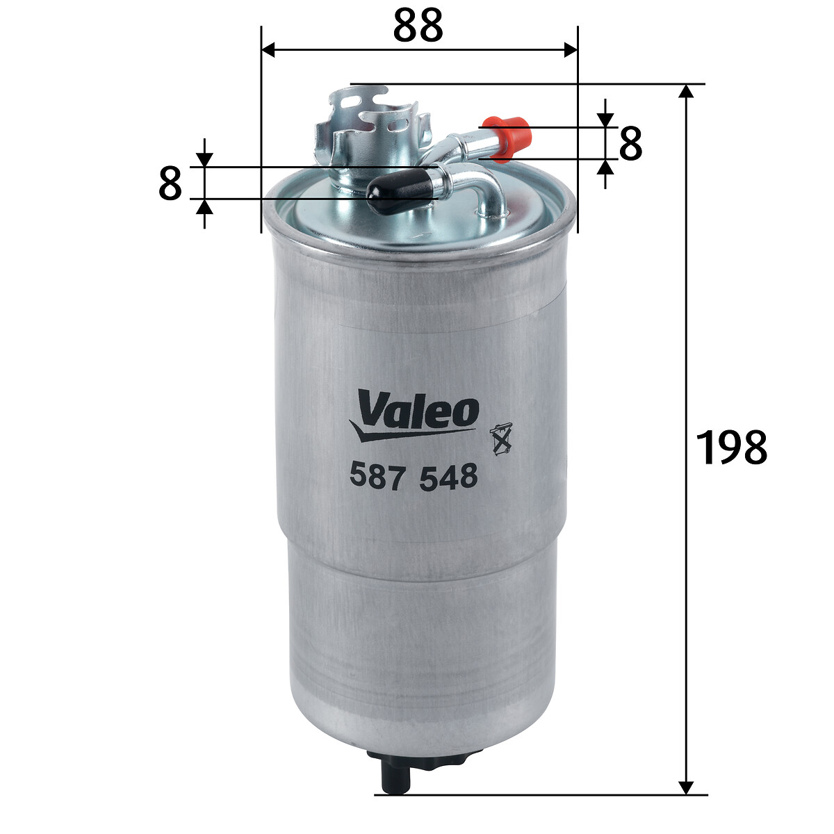 VALEO Brændstof-filter 587548 Lednings 198mm for SEAT