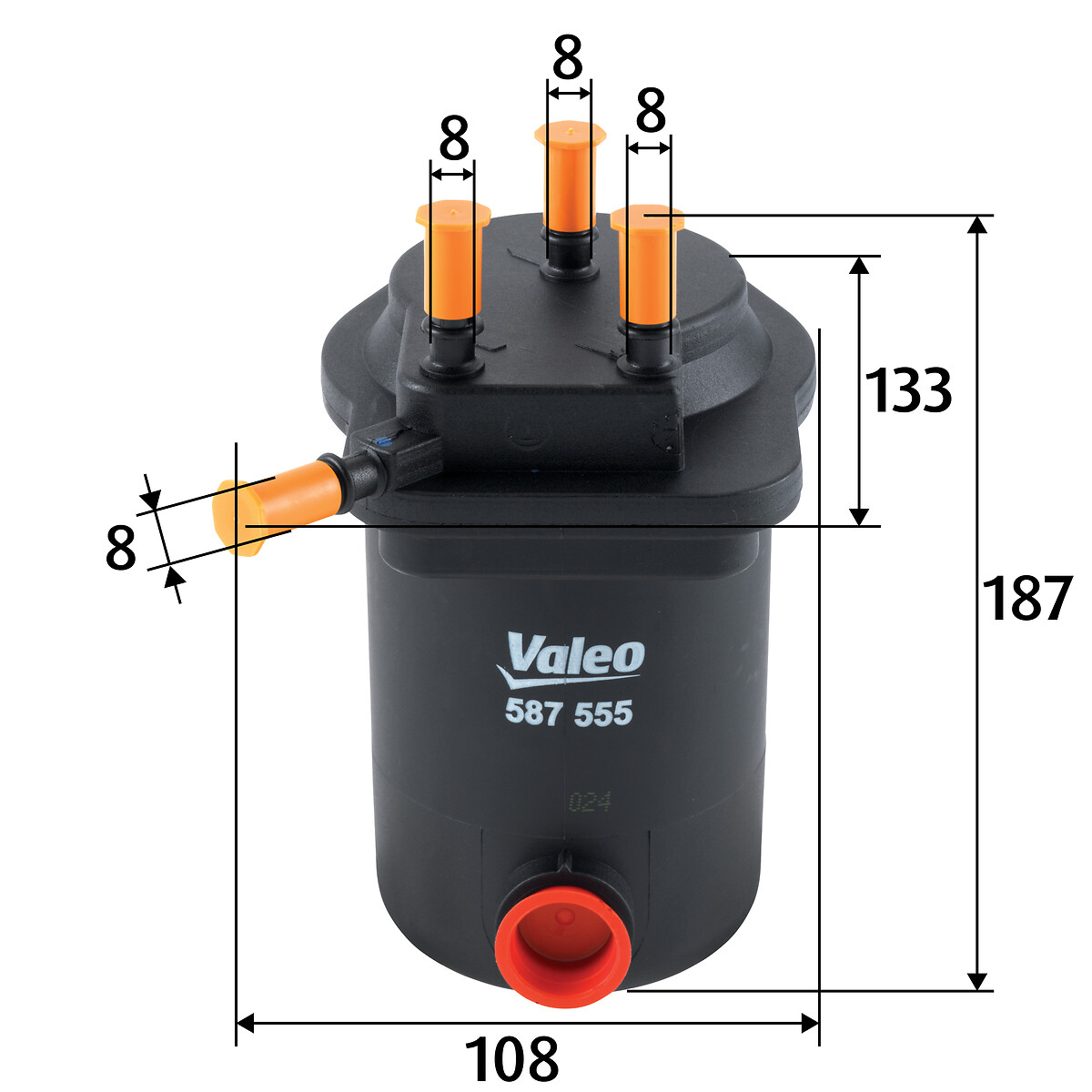 VALEO Brændstof-filter 587555 med tilslutning til vandsensor weight_kg_212|Vægt [kg]|0,392 187mm for RENAULT