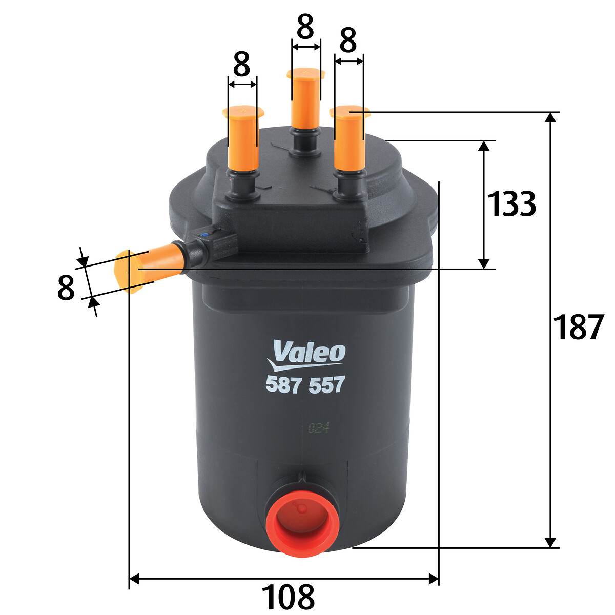 VALEO Brændstof-filter 587557 med tilslutning til vandsensor weight_kg_212|Vægt [kg]|0,33 187mm for RENAULT