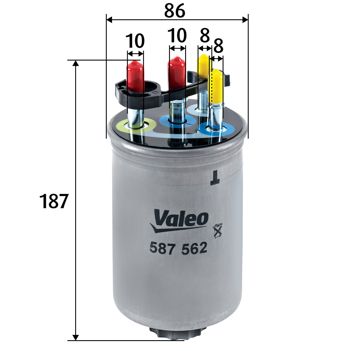 VALEO Brændstof-filter 587562 Lednings 187mm for JAGUAR LAND ROVER