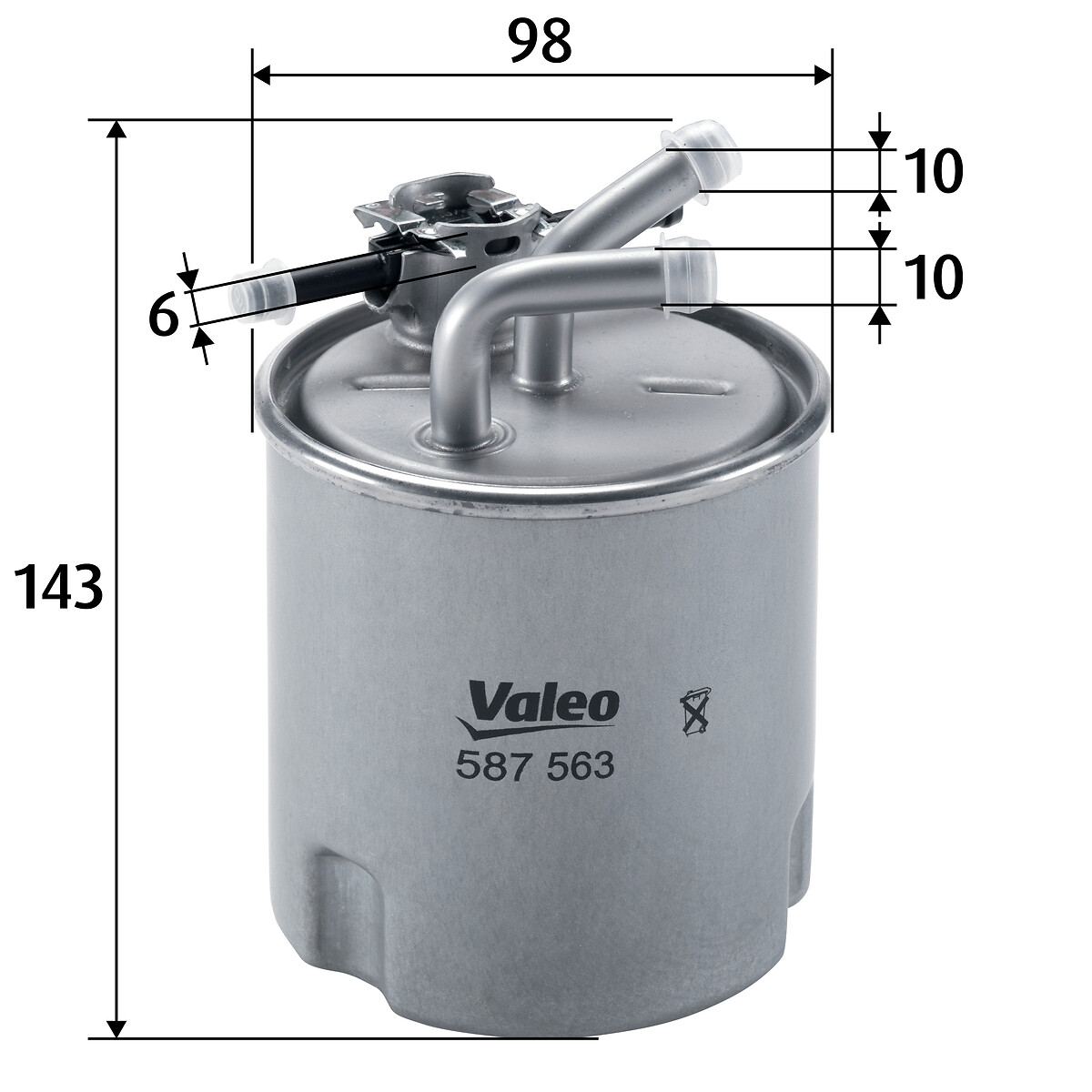 VALEO Brændstof-filter 587563 med tilslutning til vandsensor weight_kg_212|Vægt [kg]|0,505 143mm M10x1.5 for NISSAN