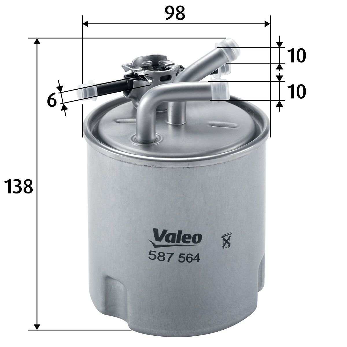 VALEO Brændstof-filter 587564 Lednings 138mm M10x1.5 for NISSAN