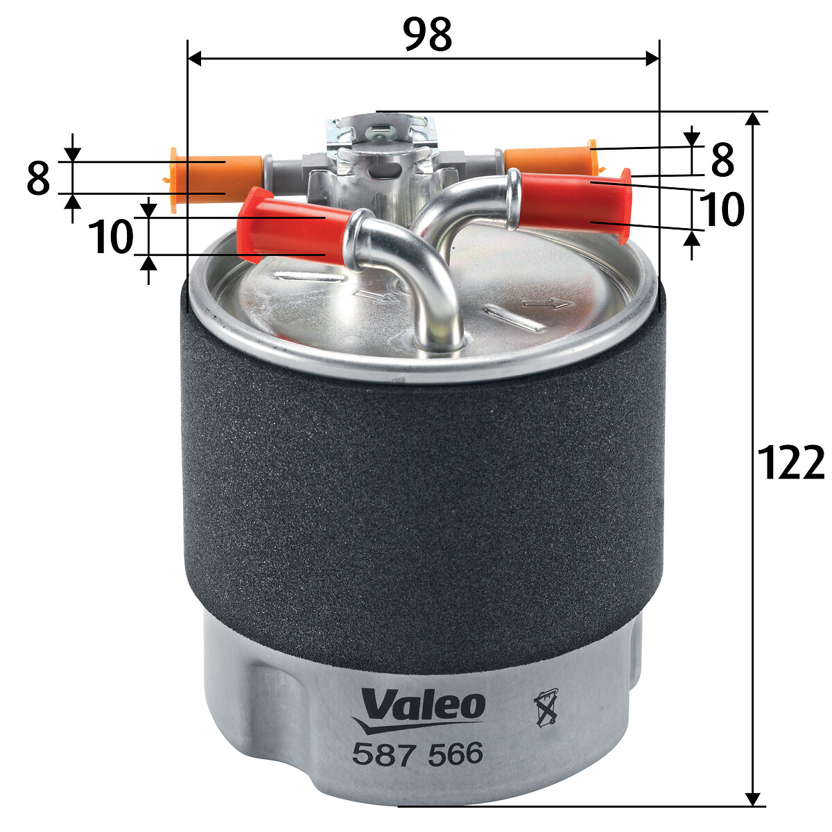 VALEO Brændstof-filter 587566 med tilslutning til vandsensor weight_kg_212|Vægt [kg]|0,46 122mm M10x1.5 for NISSAN RENAULT