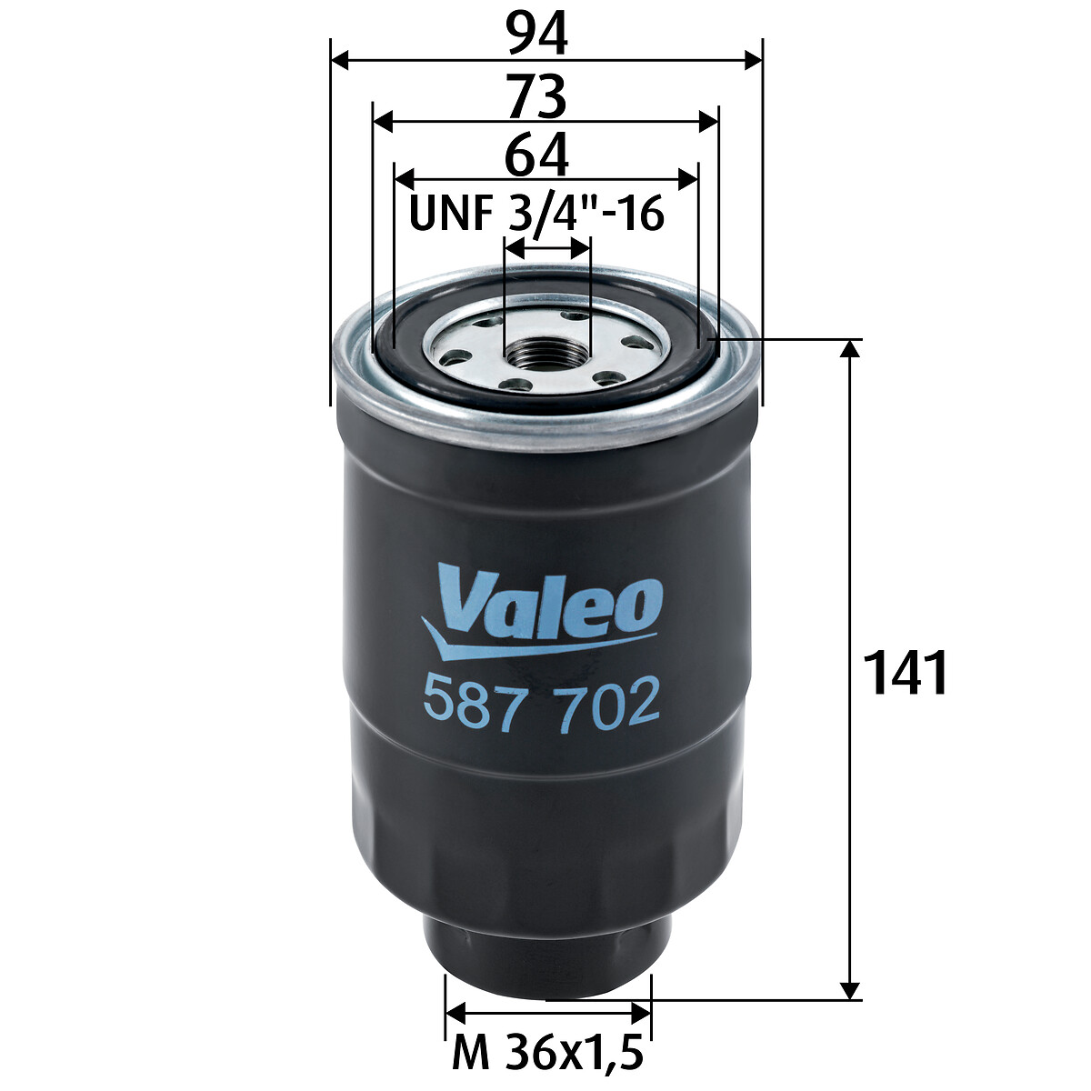 VALEO Brændstof-filter 587702 Påskruet 141mm for FORD NISSAN AMC