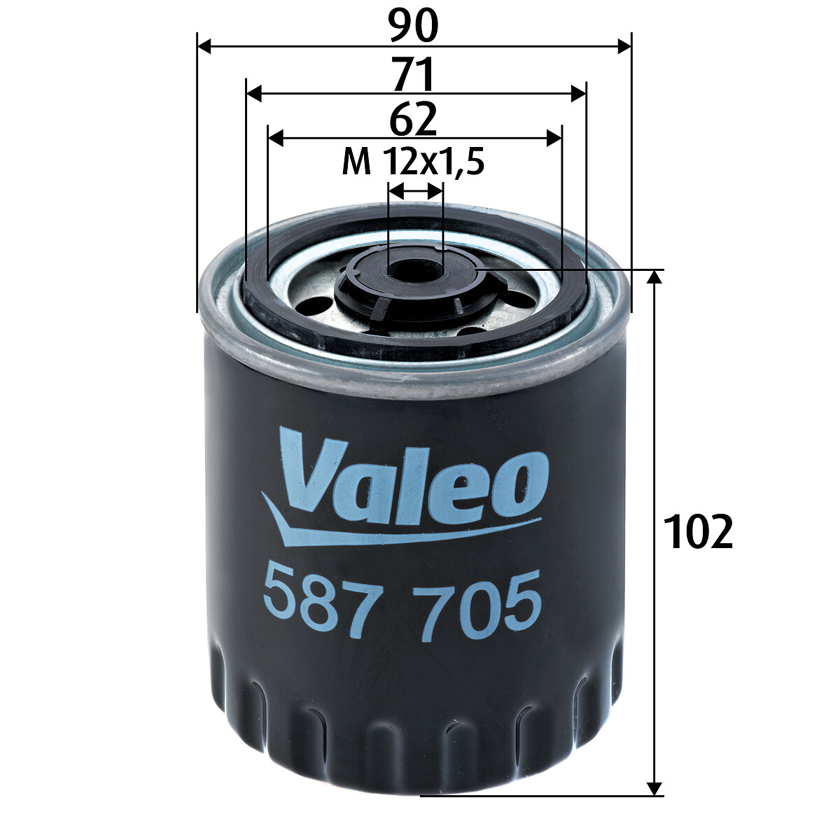 VALEO Brændstof-filter 587705 Påskruet 101mm M12x1.5 for FORD MERCEDES-BENZ SSANGYONG DAEWOO AMC