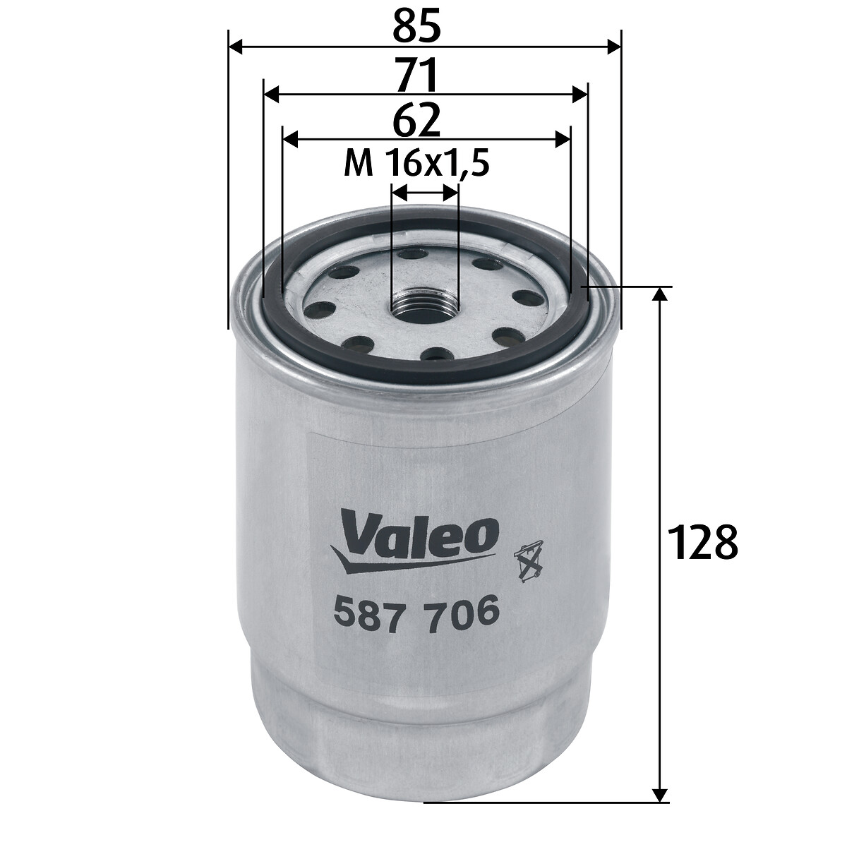 VALEO Brændstof-filter 587706 Påskruet 128mm M16x1.5 for PEUGEOT CITROËN BMW FIAT INNOCENTI NISSAN ROVER AMC