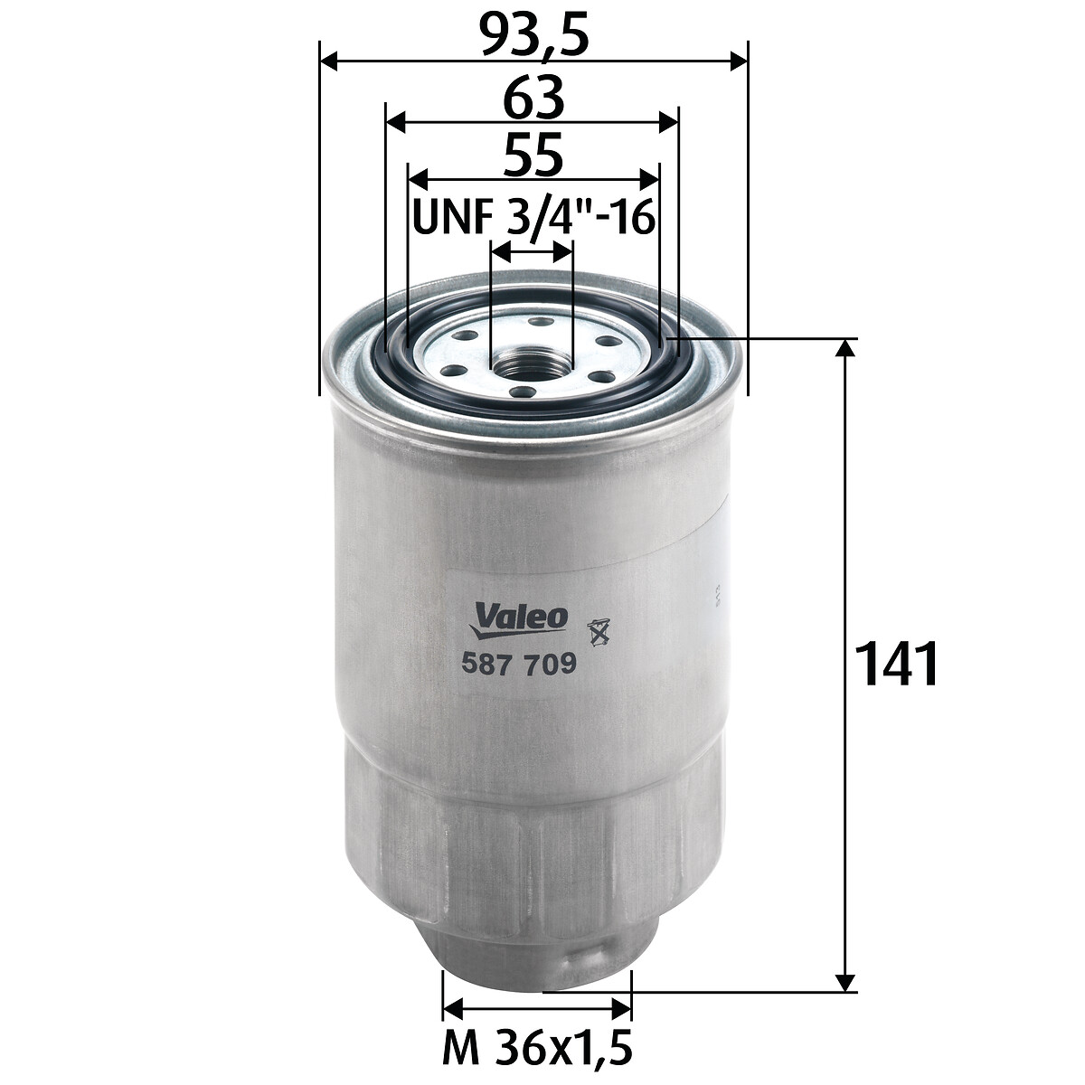 VALEO Brændstof-filter 587709 Påskruet 141mm for FORD FORD USA TOYOTA DAIHATSU MAZDA MITSUBISHI NISSAN SUBARU VW AMC