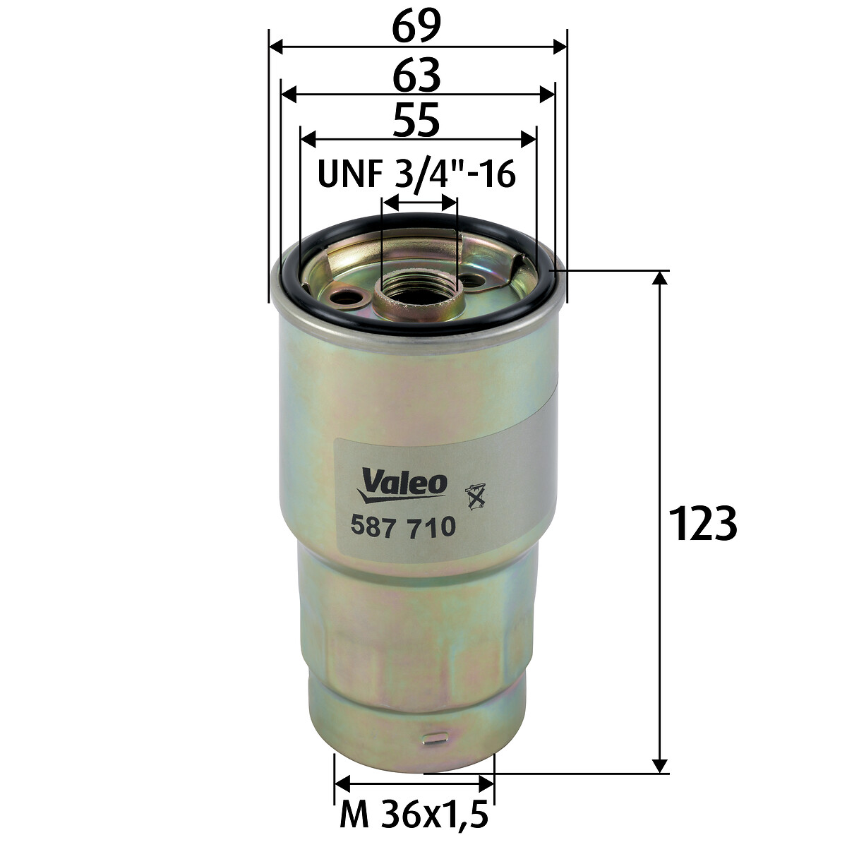 VALEO Brændstof-filter 587710 Påskruet 123mm for TOYOTA MAZDA AMC