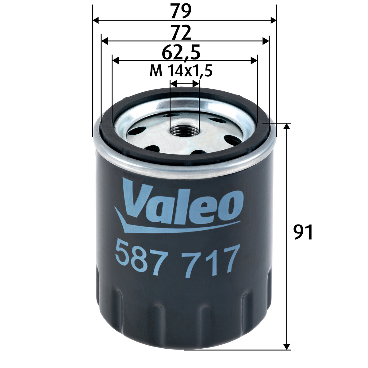 VALEO Brændstof-filter 587717 Påskruet 91mm M14x1.5 for MERCEDES-BENZ FORD