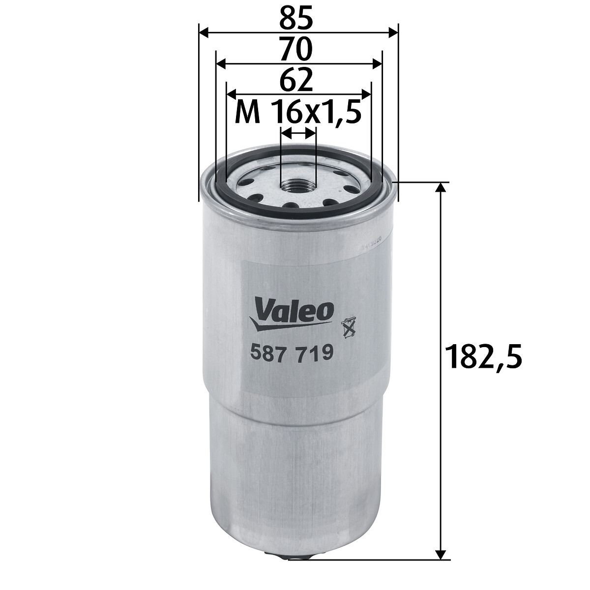 VALEO Brændstof-filter 587719 Påskruet 183mm M16x1.5 for BMW ROVER LAND ROVER