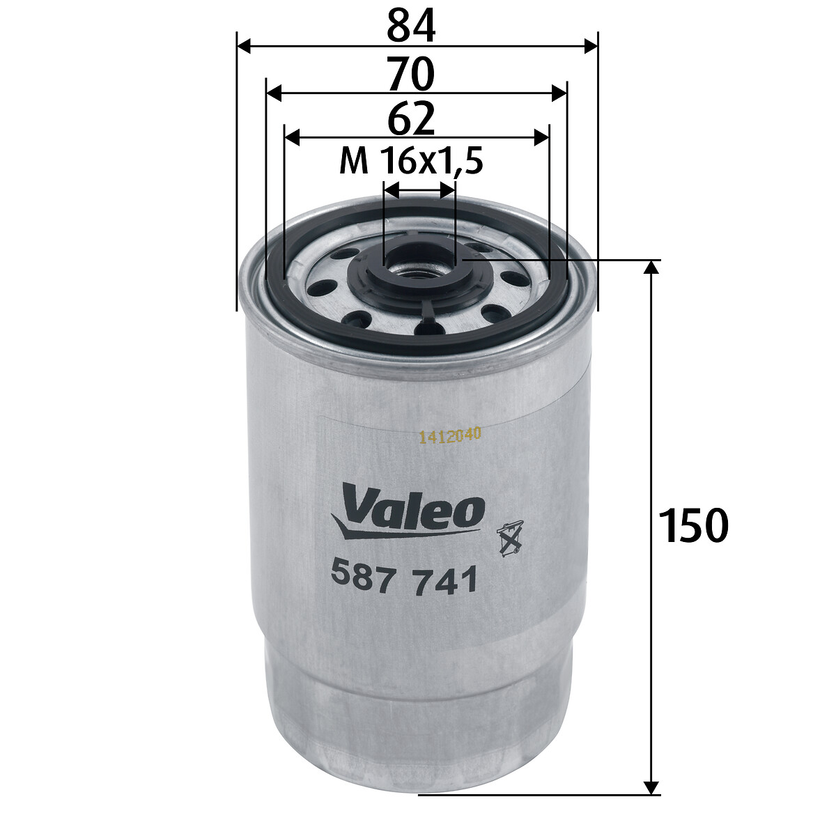 VALEO Brændstof-filter 587741 Påskruet 152mm M16x1.5 for HYUNDAI KIA AMC