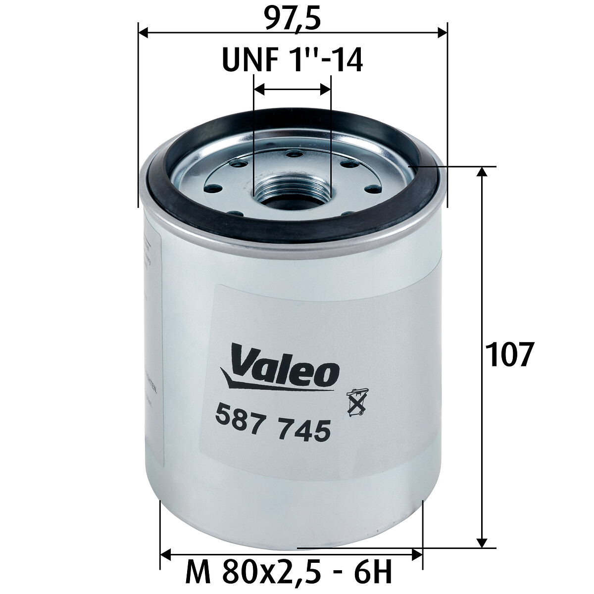 VALEO Brændstof-filter 587745 Påskruet 107mm UNF 1-14 for JEEP
