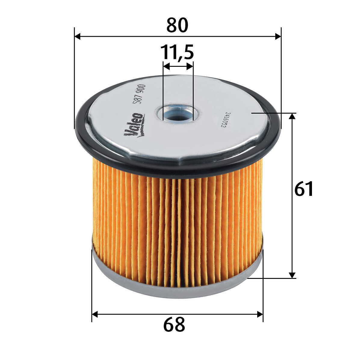 VALEO Brændstof-filter 587900 Filterindsats height_mm_209|Højde [mm]|61 outer_diameter_mm_497|Yderdiameter [mm]|80 outer_diameter_1_mm_978|Yderdiamete