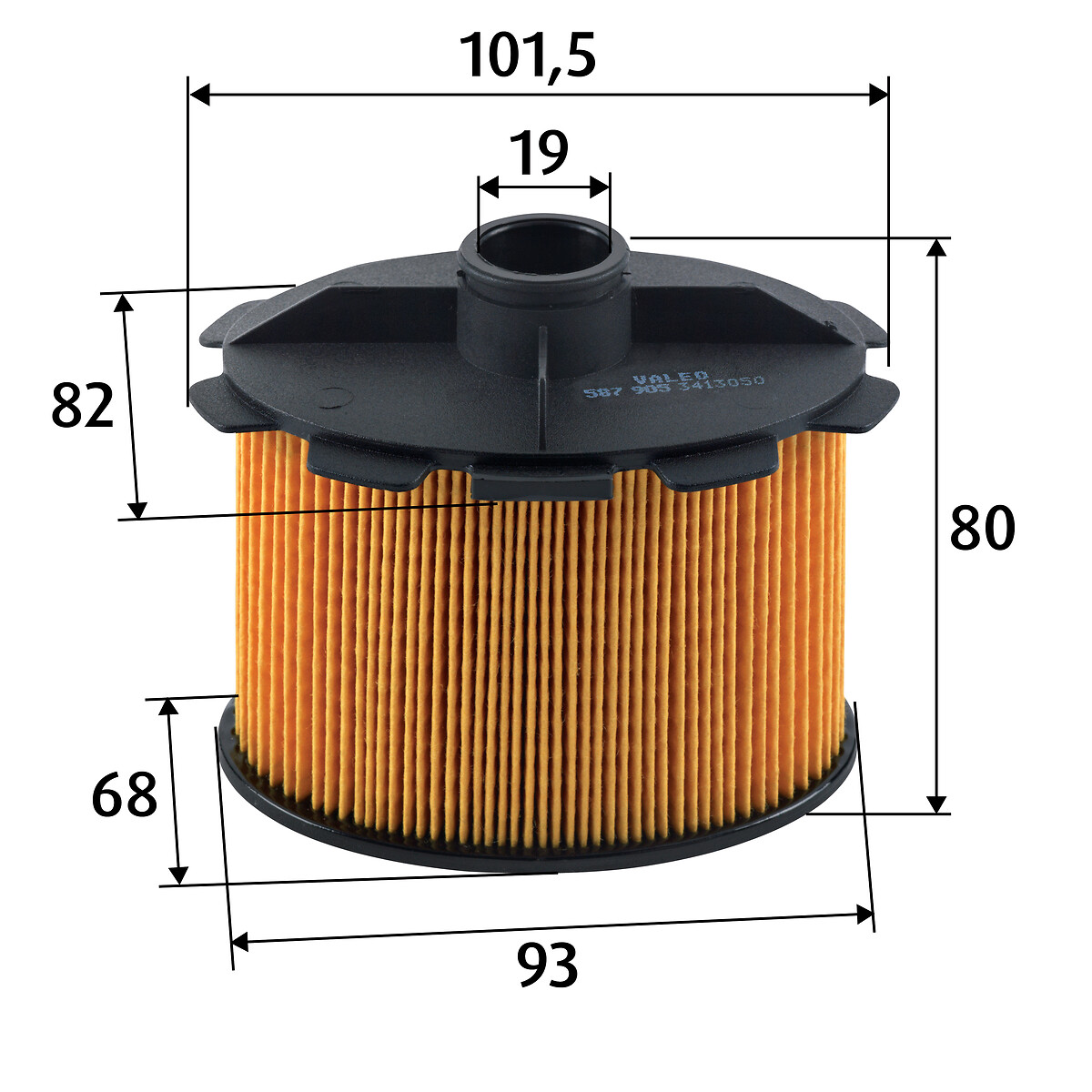 VALEO Brændstof-filter 587905 Filterindsats height_mm_209|Højde [mm]|80 outer_diameter_mm_497|Yderdiameter [mm]|102 outer_diameter_1_mm_978|Yderdiamet