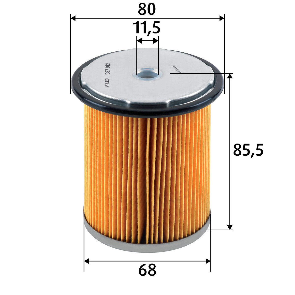 VALEO Brændstof-filter 587912 Filterindsats height_mm_209|Højde [mm]|86 outer_diameter_mm_497|Yderdiameter [mm]|80 outer_diameter_2_mm_979|Yderdiamete