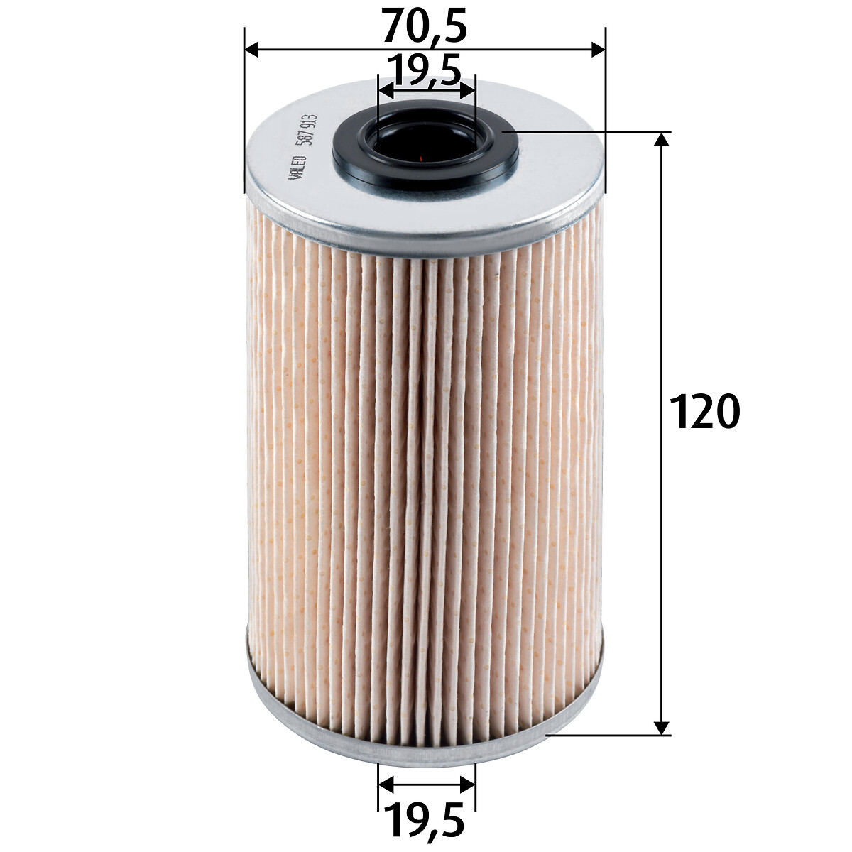 VALEO Brændstof-filter 587913 Filterindsats height_mm_209|Højde [mm]|120 outer_diameter_mm_497|Yderdiameter [mm]|71 inner_diameter_1_mm_995|Inder diam