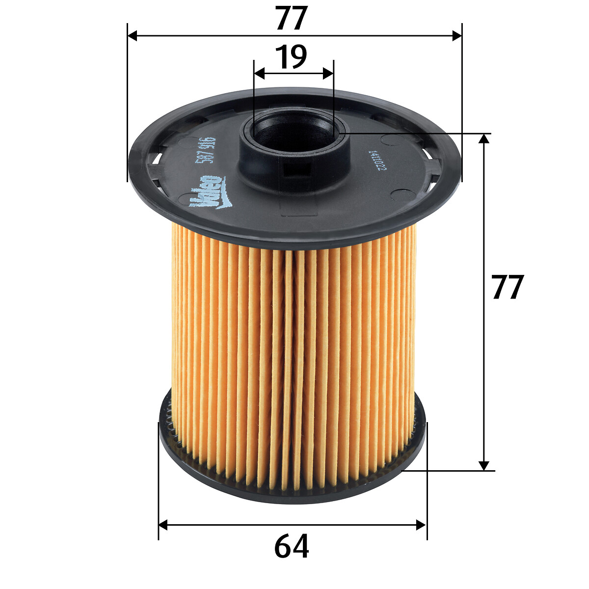 VALEO Brændstof-filter 587916 Filterindsats height_mm_209|Højde [mm]|77 outer_diameter_mm_497|Yderdiameter [mm]|77 inner_diameter_1_mm_995|Inder diame