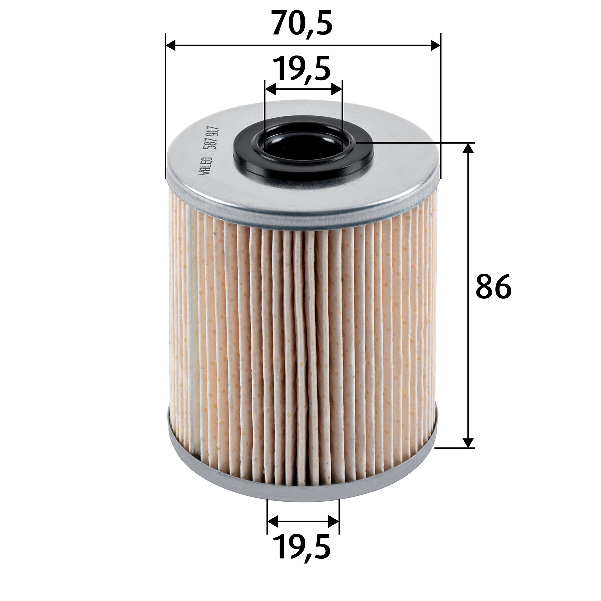 VALEO Brændstof-filter 587917 Filterindsats height_mm_209|Højde [mm]|86 outer_diameter_mm_497|Yderdiameter [mm]|71 inner_diameter_1_mm_995|Inder diame