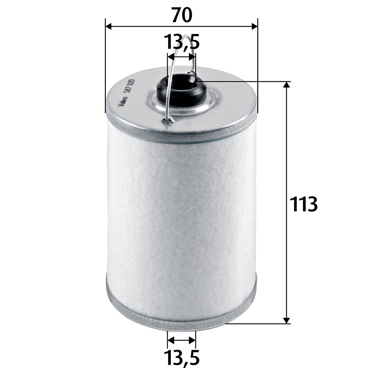 VALEO Brændstof-filter 587920 Filterindsats height_mm_209|Højde [mm]|113 outer_diameter_mm_497|Yderdiameter [mm]|70 inner_diameter_1_mm_995|Inder diam