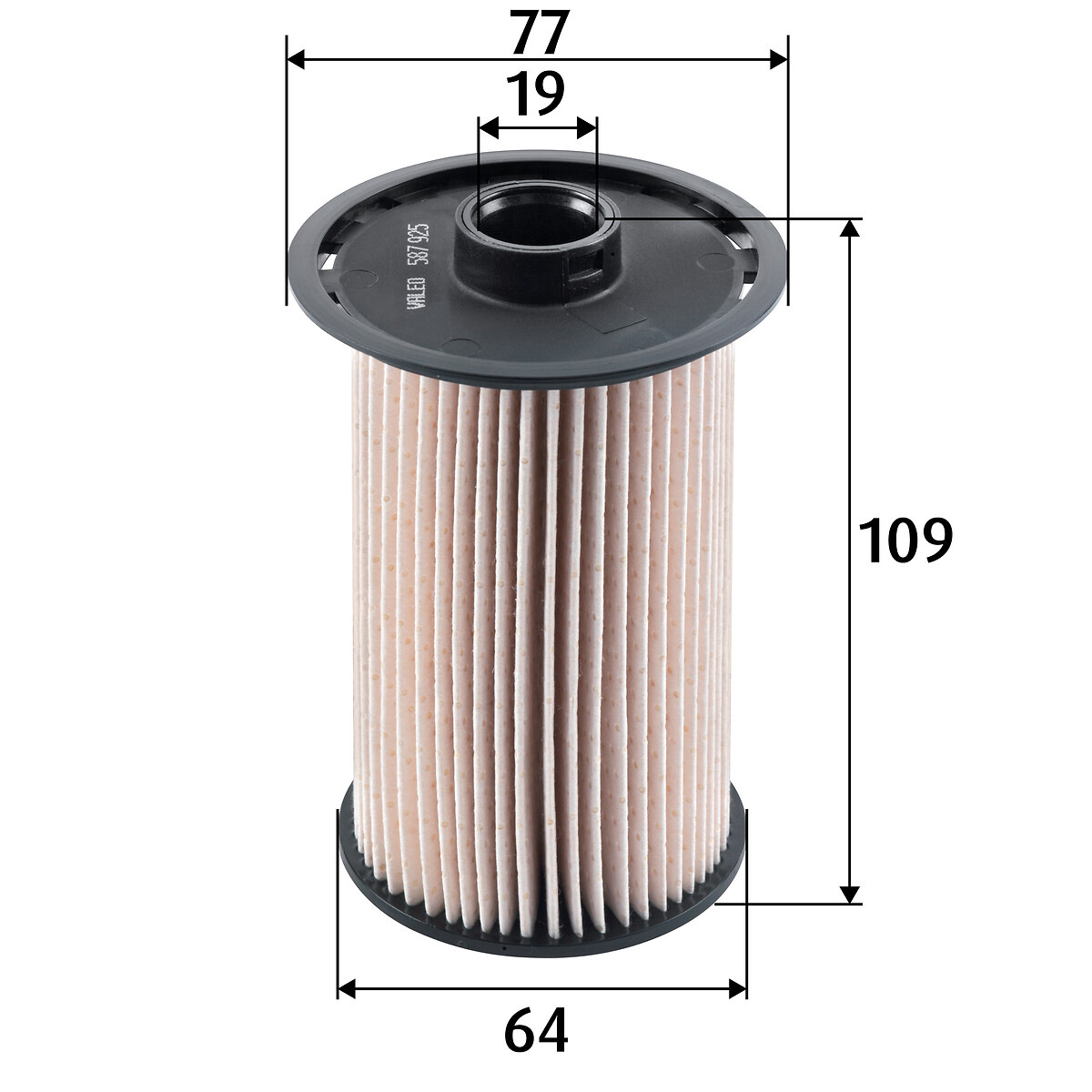 VALEO Brændstof-filter 587925 Filterindsats height_mm_209|Højde [mm]|109 outer_diameter_mm_497|Yderdiameter [mm]|77 inner_diameter_1_mm_995|Inder diam