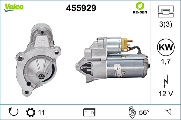 VALEO Starter 455929 for HYUNDAI PEUGEOT CITROËN LANCIA