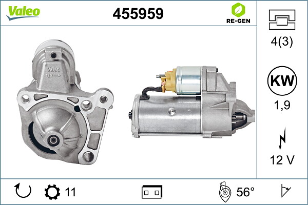 VALEO Starter 455959 for OPEL VAUXHALL MITSUBISHI RENAULT SUZUKI NISSAN