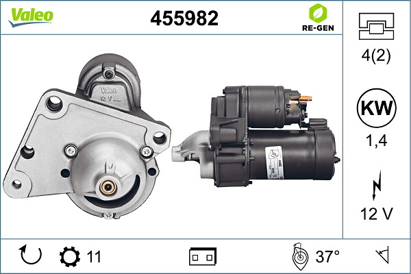 VALEO Starter 455982 for VAUXHALL GENERAL MOTORS PEUGEOT DS CITROËN FIAT TOYOTA