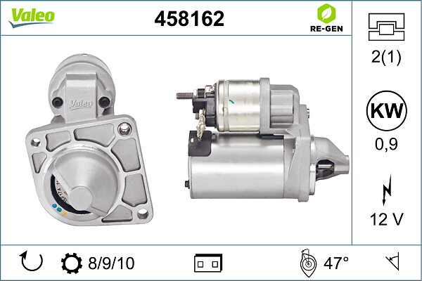VALEO Starter 458162 for FORD LANCIA FIAT ABARTH VAUXHALL