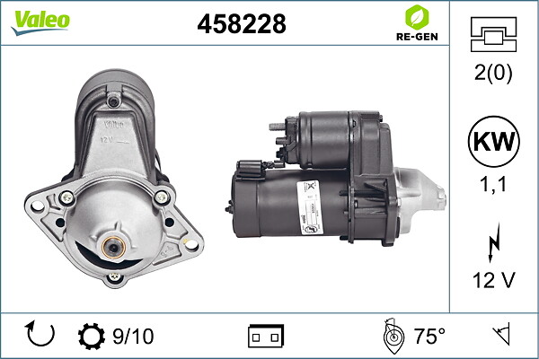 VALEO Starter 458228 for OPEL GENERAL MOTORS VAUXHALL DAEWOO CHEVROLET (SGM) CHEVROLET BUICK (SGM) FIAT