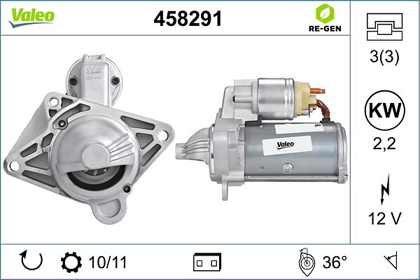 VALEO Starter 458291 for OPEL GENERAL MOTORS VAUXHALL NISSAN RENAULT