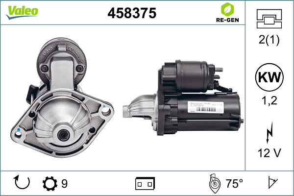 VALEO Starter 458375 for OPEL FIAT GENERAL MOTORS CHEVROLET VAUXHALL SUZUKI