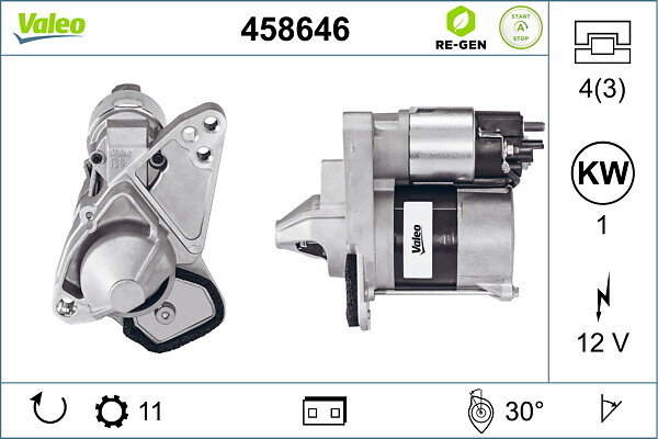 VALEO Starter 458646 for RENAULT SMART NISSAN DACIA