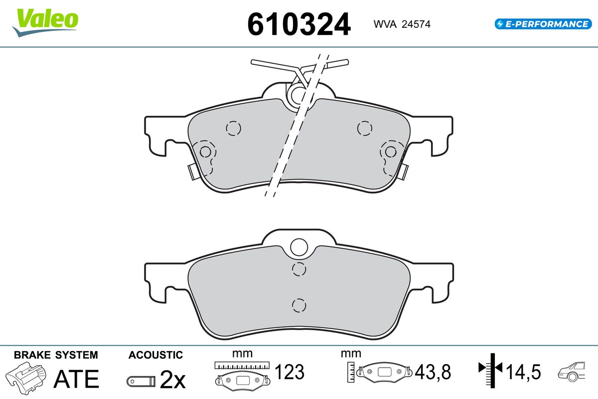 VALEO Bremseklodser 610324 bagaksel for TOYOTA