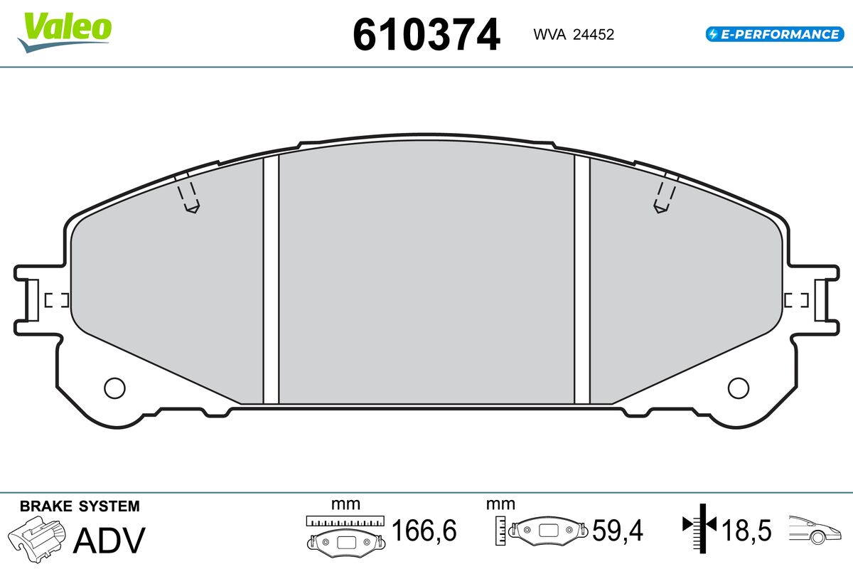 VALEO Bremseklodser 610374 foraksel for LEXUS